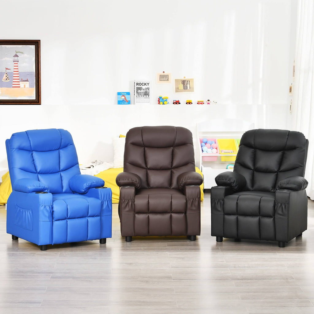 Blue PU Leather Kids Recliner Chair with Cup Holder E455052