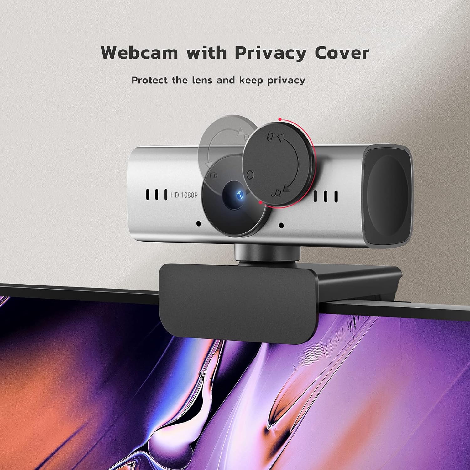 1080P Webcam with Microphone and Privacy Cover, USB Camera, Pack of 2 T692