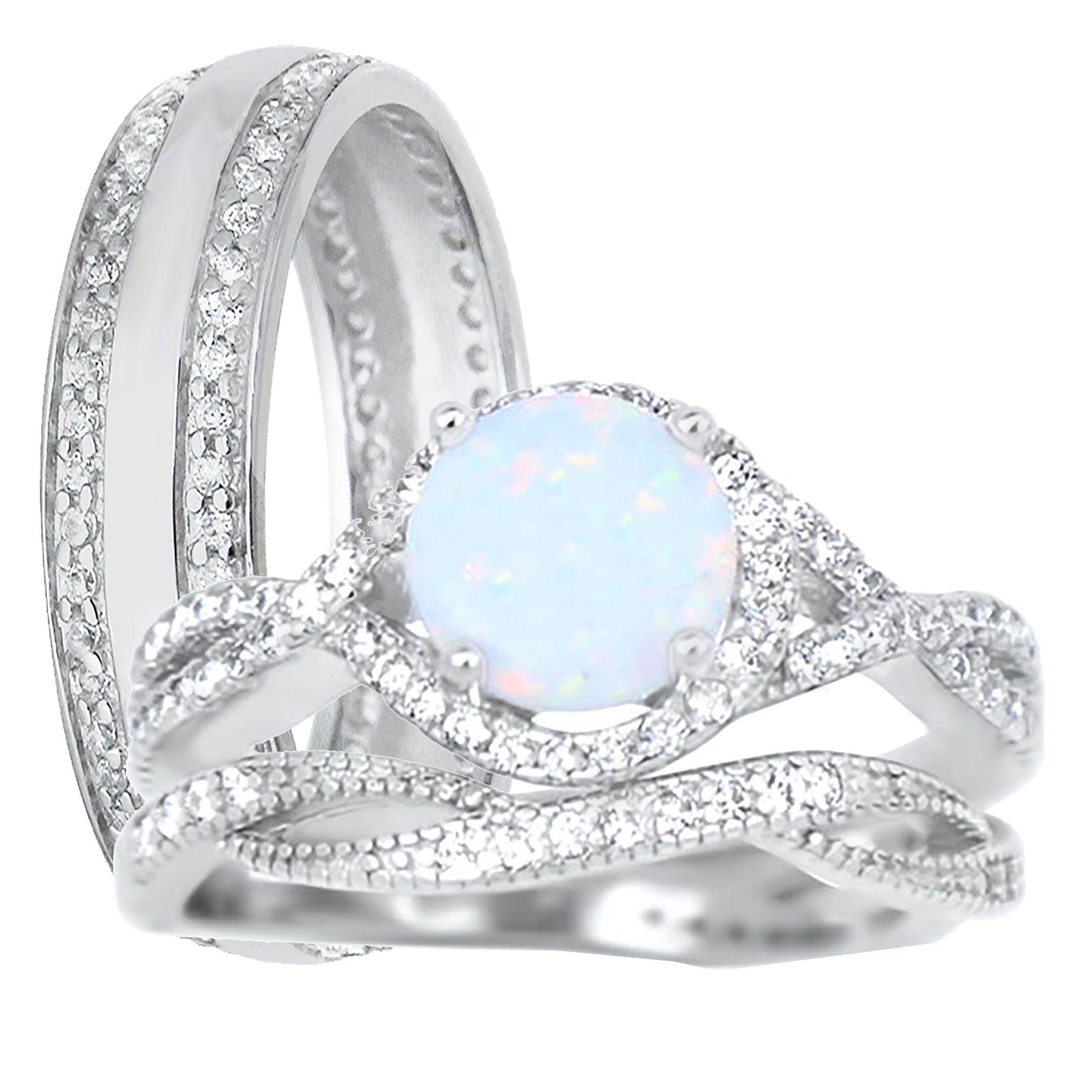 Sterling Silver Wedding Rings Bridal Set M761