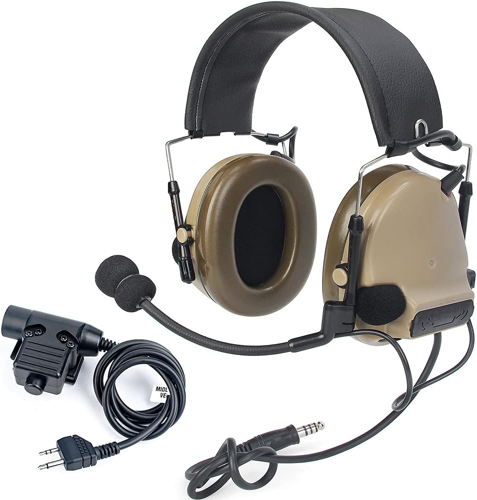 Tactical Headset with Push-to-Talk Noise Reduction Headphones Set Q334992