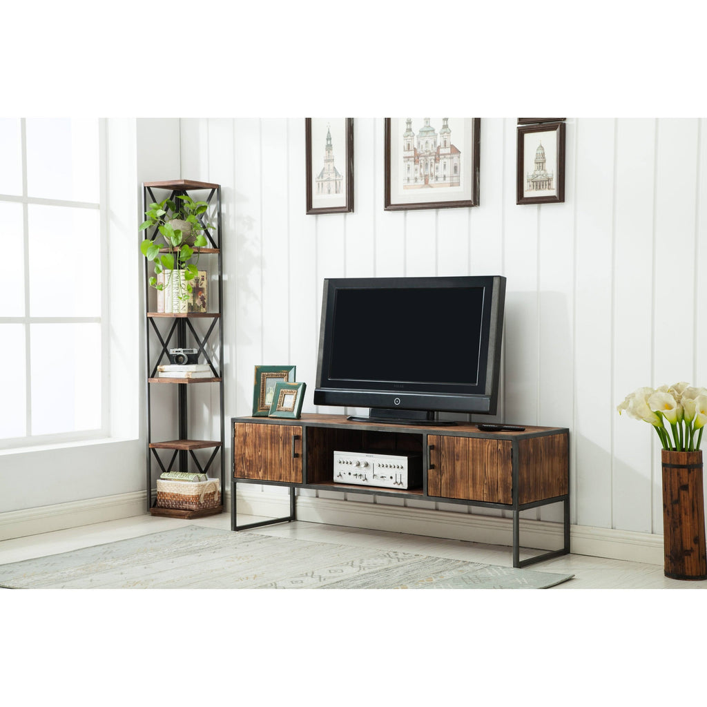 Natural Wood and Metal Media Console L604