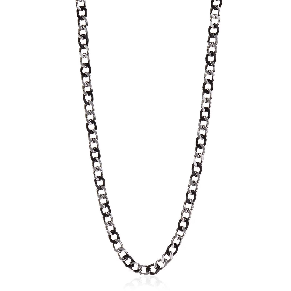 Black and Natural Steel Curb Link Chain, 24" L815