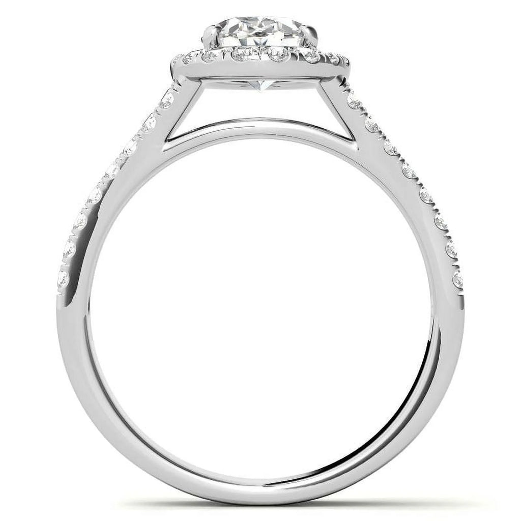 1Ct Oval Halo Split Shank Moissanite 925 Silver Sterling Engagement Ring S2362