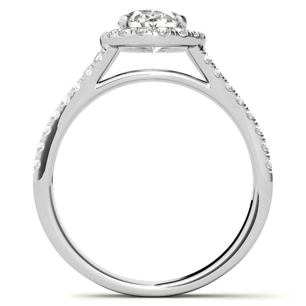 1Ct Oval Halo Split Shank Moissanite 925 Silver Sterling Engagement Ring S2362