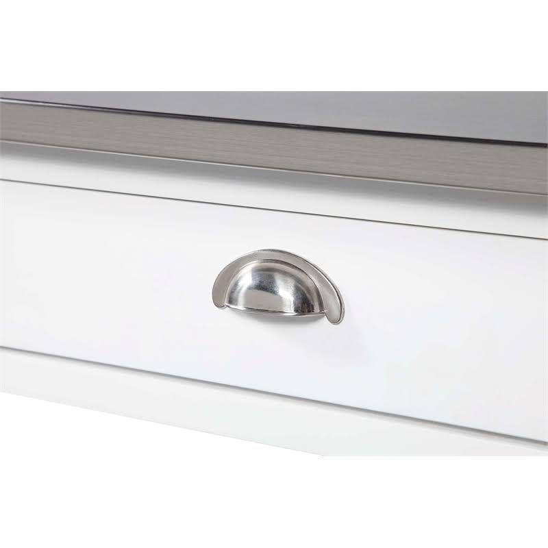 White Stainless Steel Top Kitchen Cart S72238