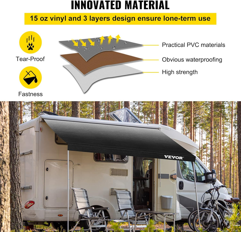 Charcoal 15oz Vinyl RV Awning Replacement Fabric C39016