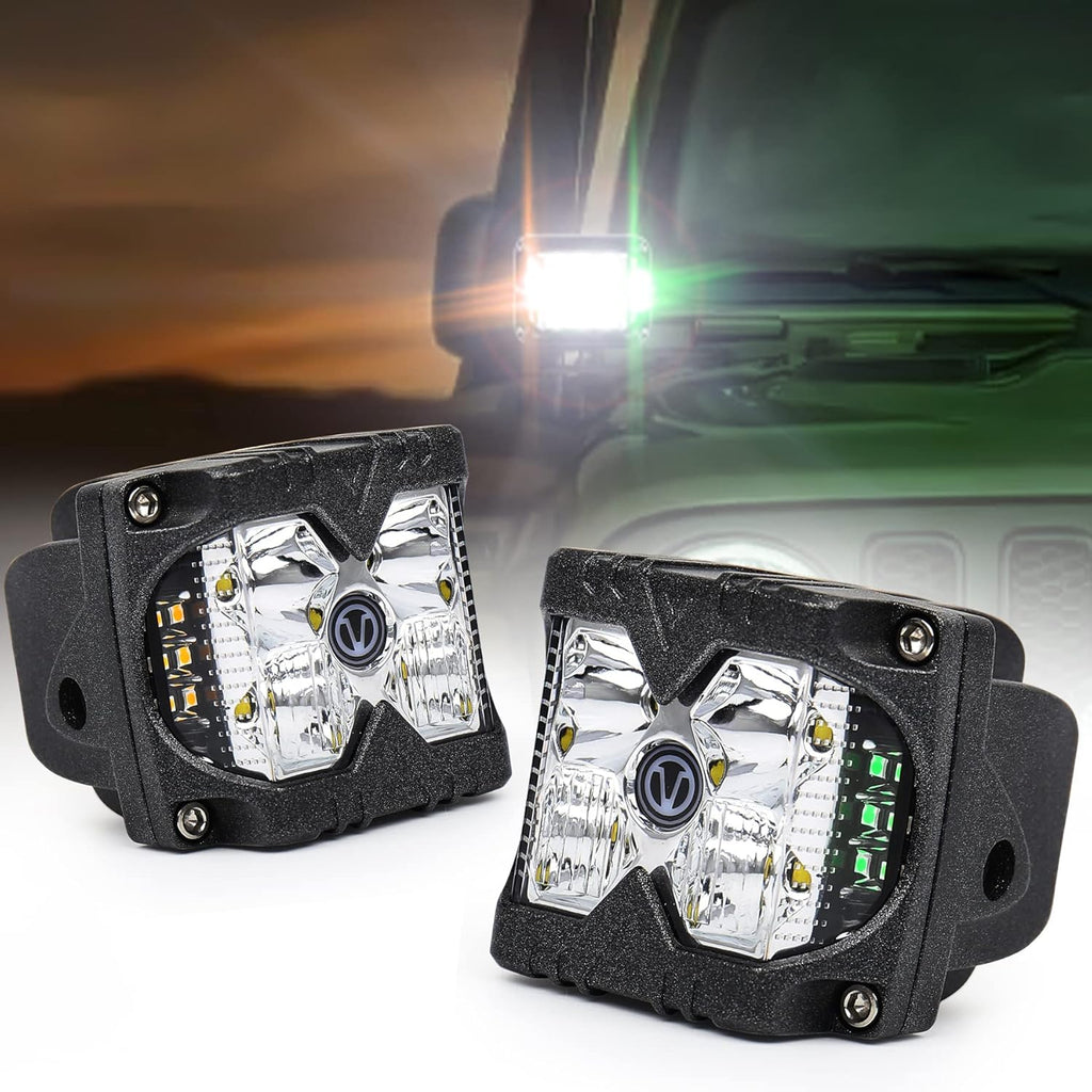 LED Strobe Light Pods with Yellow & Green Lights, Pack of 2 T51267
