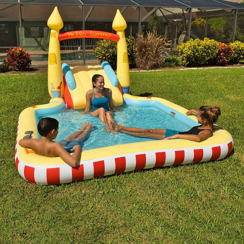 Inflatable Pool with Sprinkler Arch Over 5 ft Tall F76110
