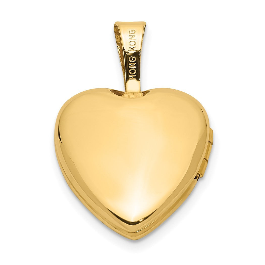 14k Gold 12mm .01ct. Diamond Photo Locket Pendant Necklace D3613