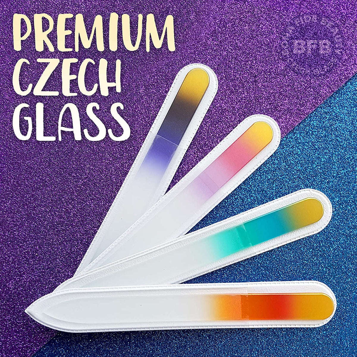 4-Piece Tricolor Glass Nail Files V716