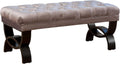 Light Beige Tufted Fabric Ottoman Bench J607795