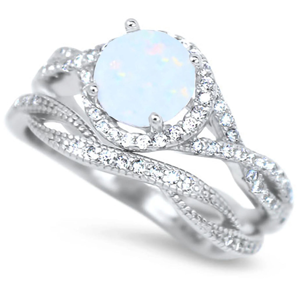 Sterling Silver Wedding Rings Bridal Set M761