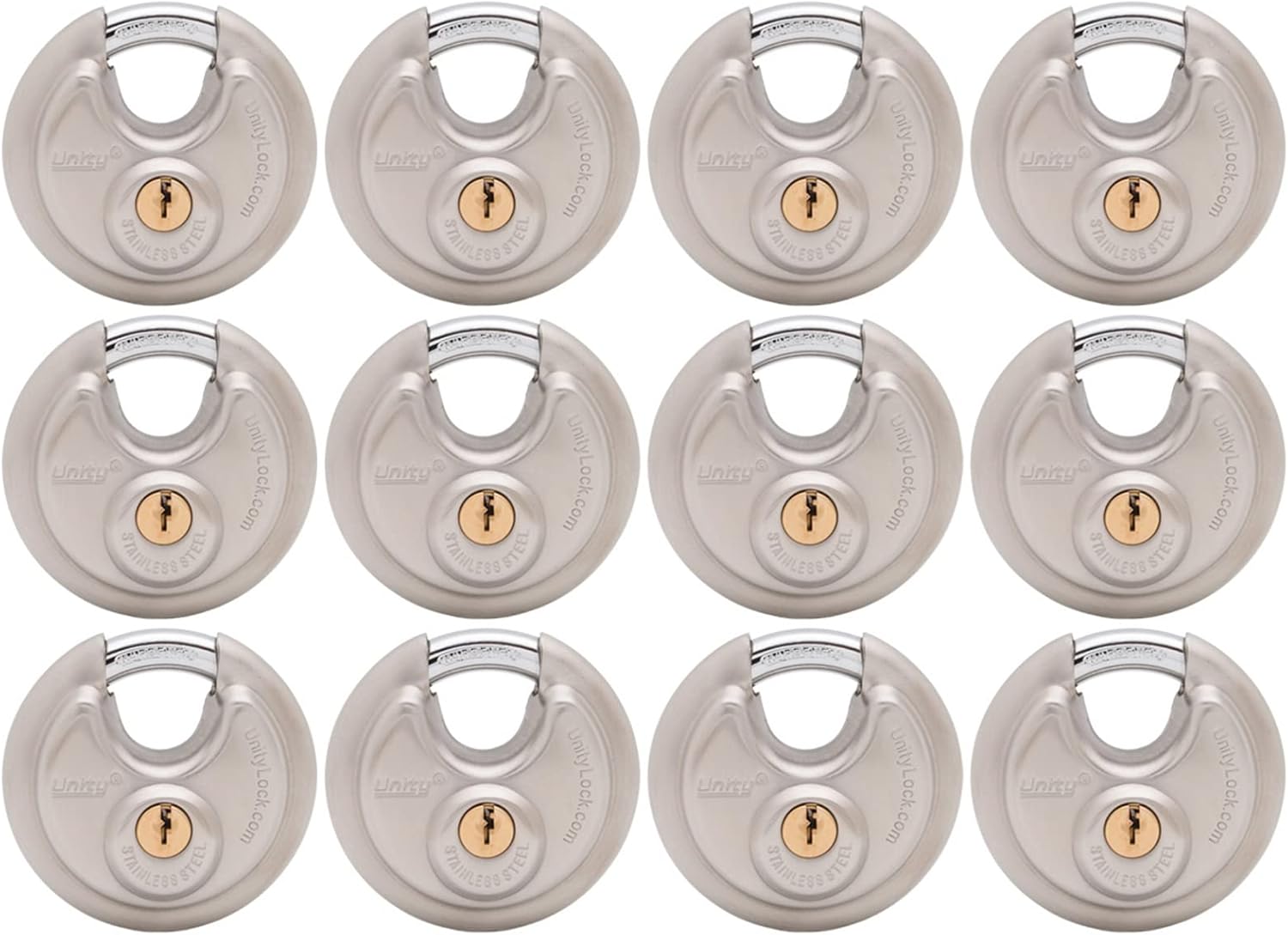 Stainless Steel Disc Padlock, Same Key Open, 2-3/4" (70mm), 12 G219826