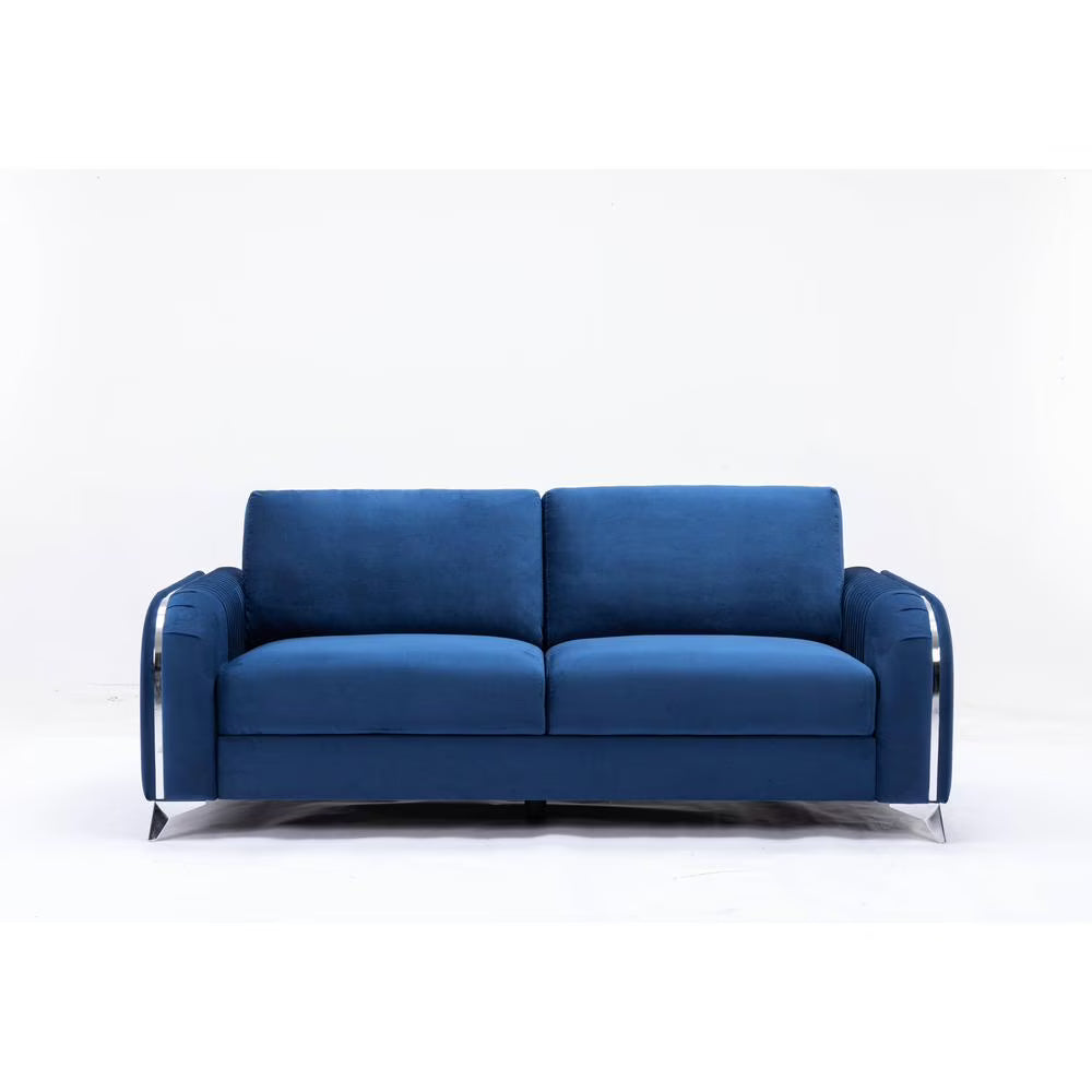 Blue Velvet Upholstered Wooden Frame Sofa M241680