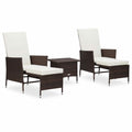 3 Piece Poly Rattan Outdoor Lounge Set with Cushions and Steel Frame V302068