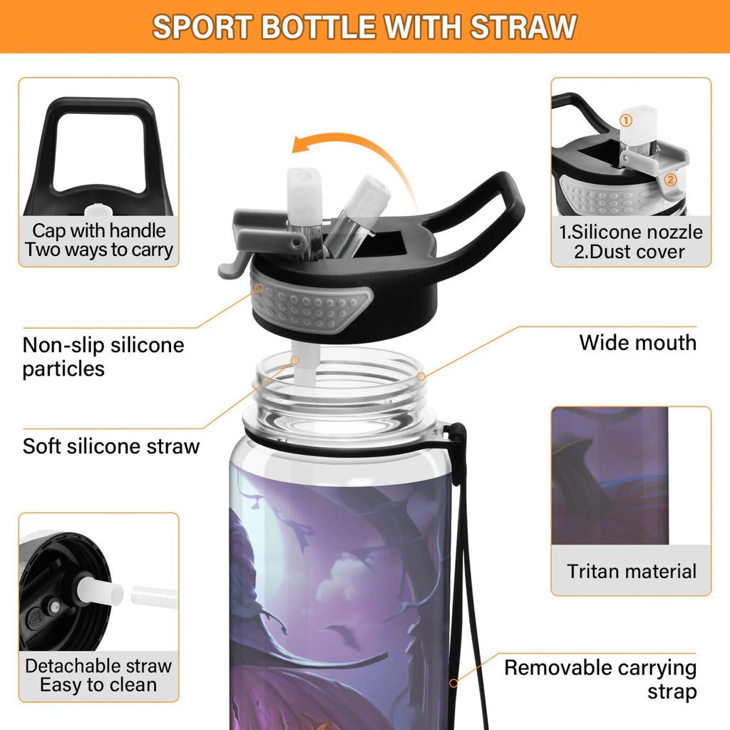 Clear 32oz Tritan Water Bottle with Straw F83228