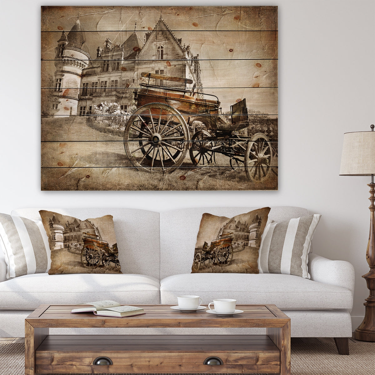 Vintage Print on Natural Pine Wood N946268
