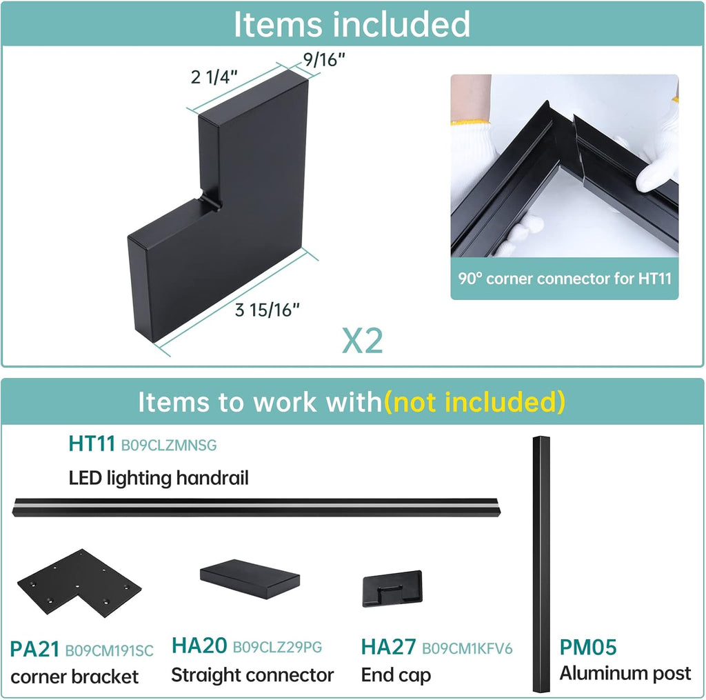 2 Pack Black POM Handrail Corner Connector H146617