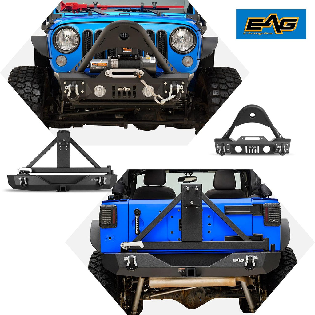 Front Bumper Stinger and Rear Bumper with Tire Carrier Bumper Combo T55052
