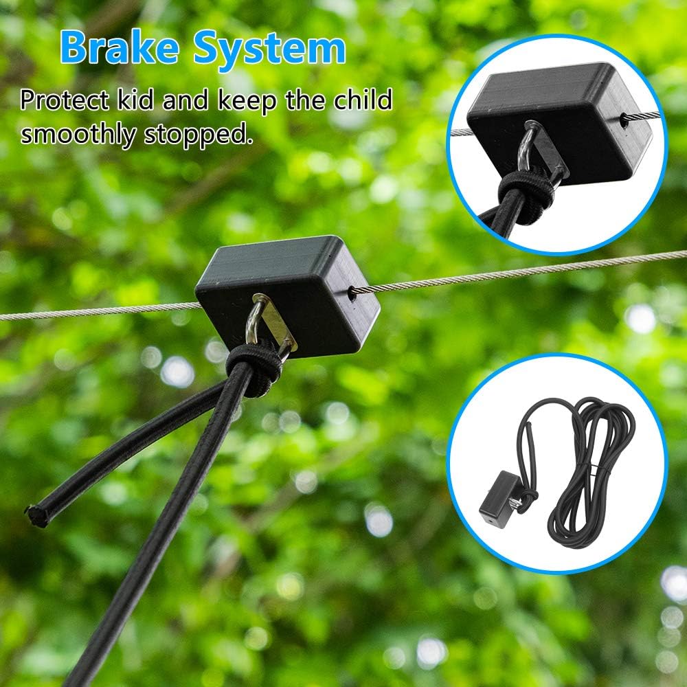304 Stainless Steel Cable Zip Line Kit with Detachable Trolley (200ft) S33023