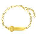 14K Yellow Gold Adjustable 6 Identification Tag Figaro Chain Bracelets I5940