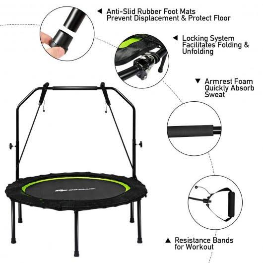 40 inch Foldable Fitness Rebounder with Resistance Bands F8303