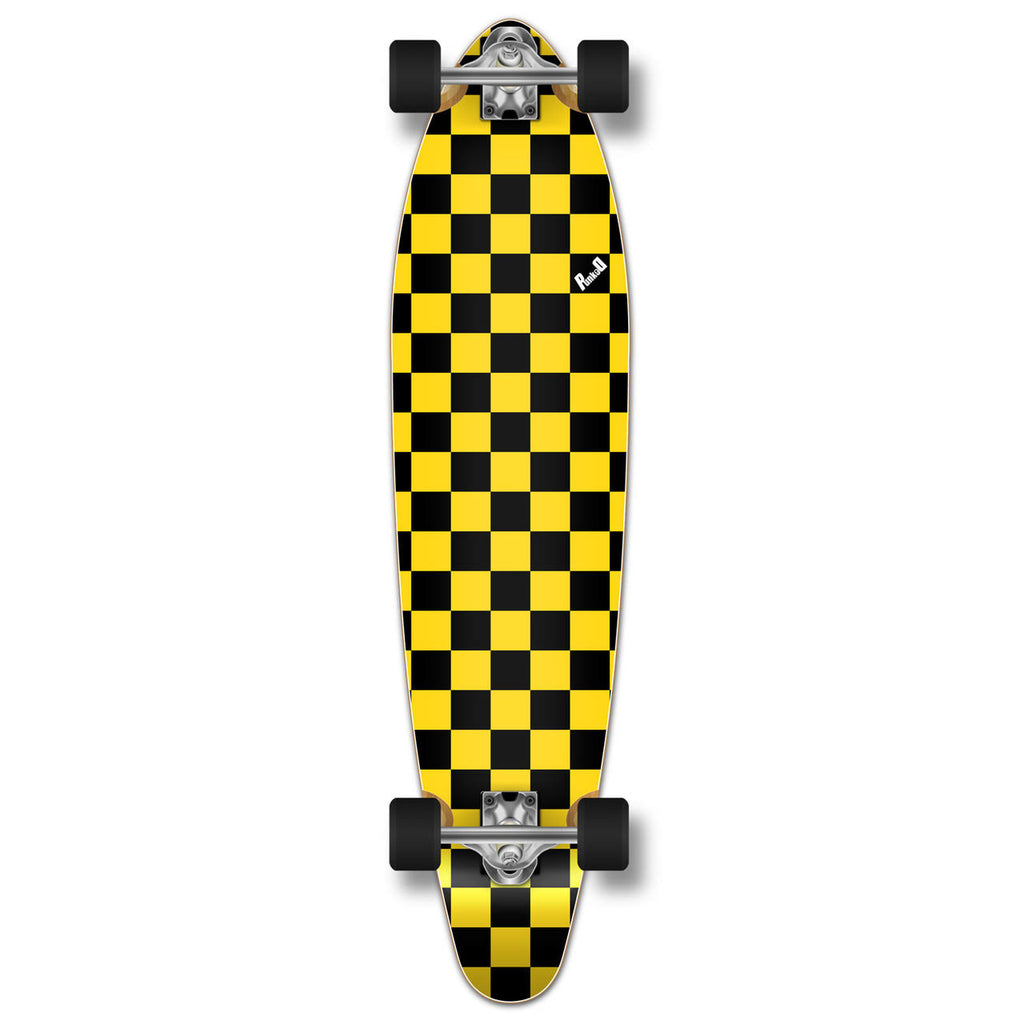 Checker Yellow White Kicktail Longboard Complete Y6330