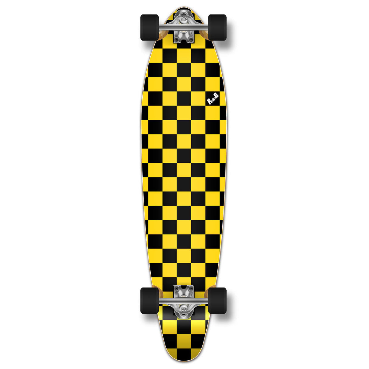 Checker Yellow White Kicktail Longboard Complete Y6330