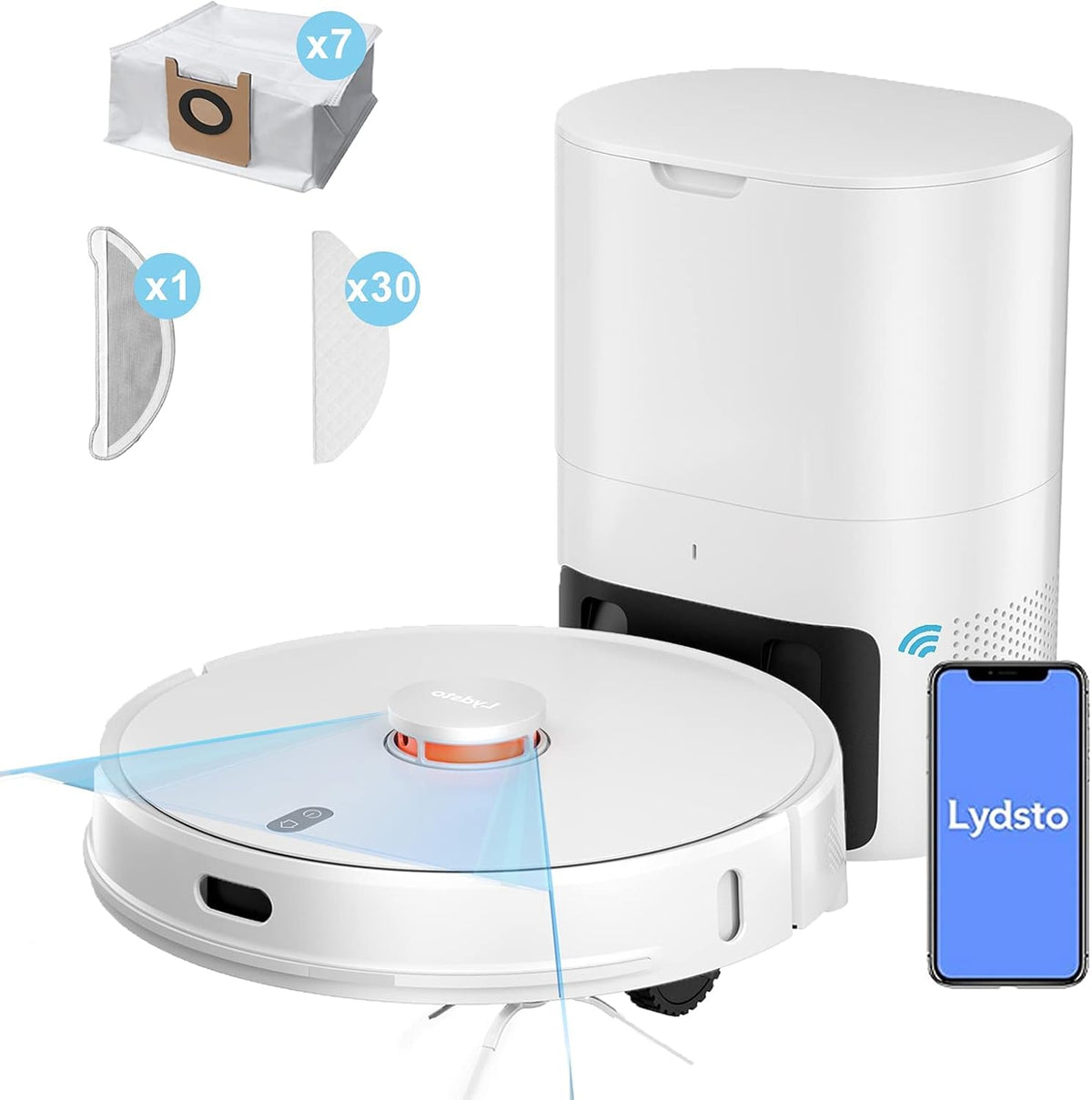 Black Robotic Vacuum Cleaner with Self Empty, Mop, Lidar Navigation, 2700Pa Suction G441067
