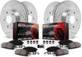 Front and Rear Carbon Fiber Brake Pads with Drilled & Slotted Brake Rotors Kit C71063