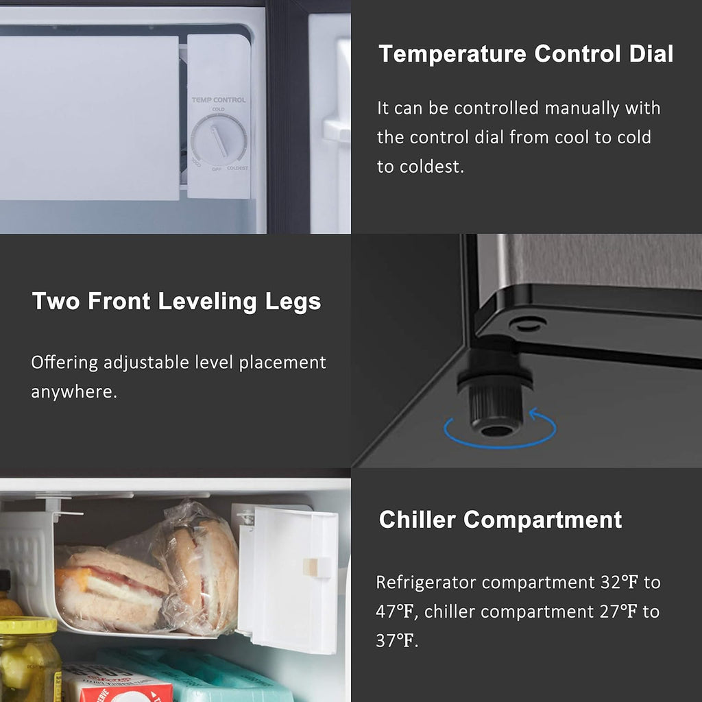 Compact Refrigerator, 1.7 Cu.Ft Single Door Fridge P674074