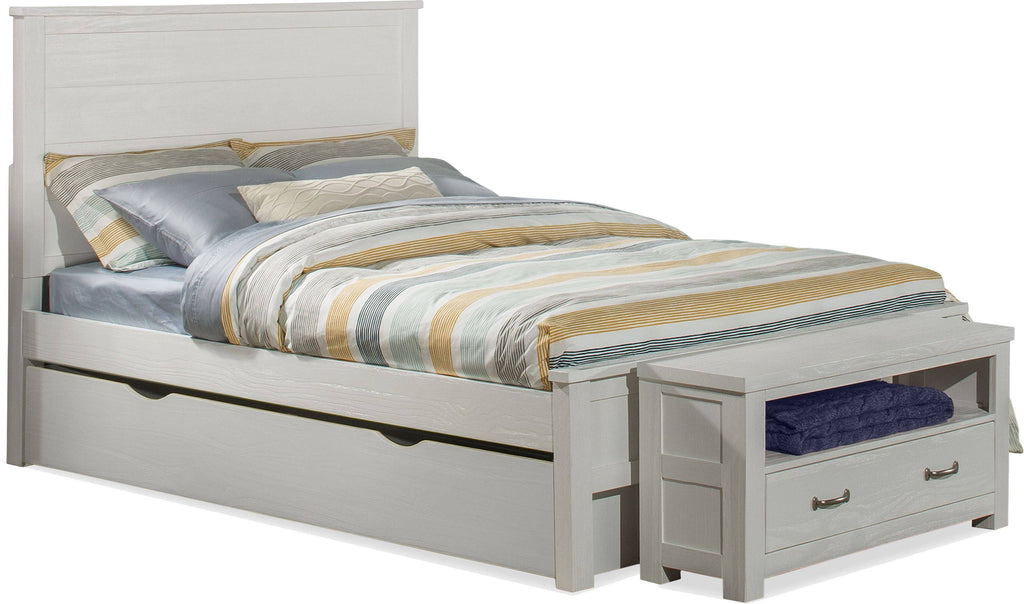 White Full Panel Bed with Trundle T66870