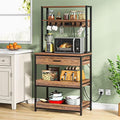Rustic Brown 5-Tier Kitchen Bakers Rack with Power Outlets X2186