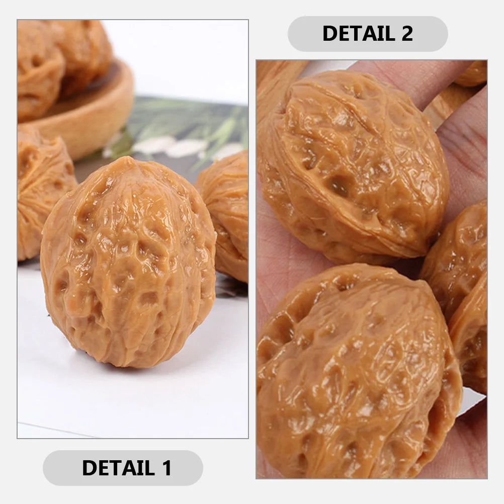 6 Pcs Faux Walnut Artificial Nuts Decorations W18385