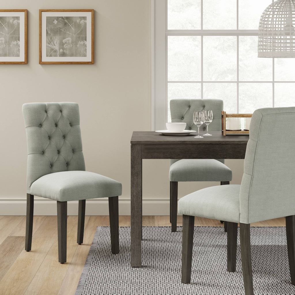 Tufted Dining Chair Gray Wood Finish X50564