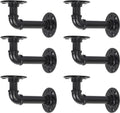 Industrial Pipe Shelving Brackets, Cast Iron, Black, 6 Pack of 2 C853