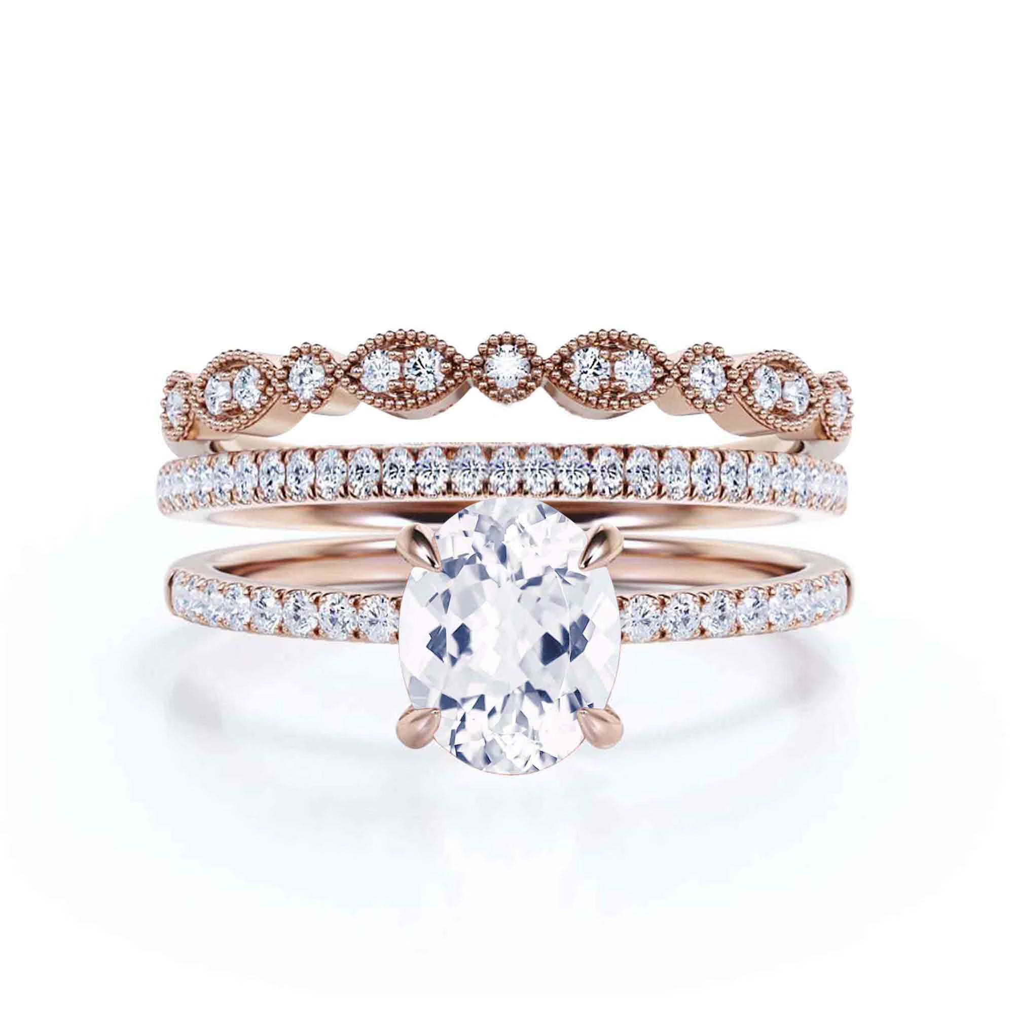 2.50 Carat Oval Diamond Moissanite Engagement Ring in 925 Sterling Silver With 18k Rose Gold Plating O535