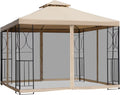 10' x 10' Gazebo with Corner Shelves, Netting, and Vented Roof J377