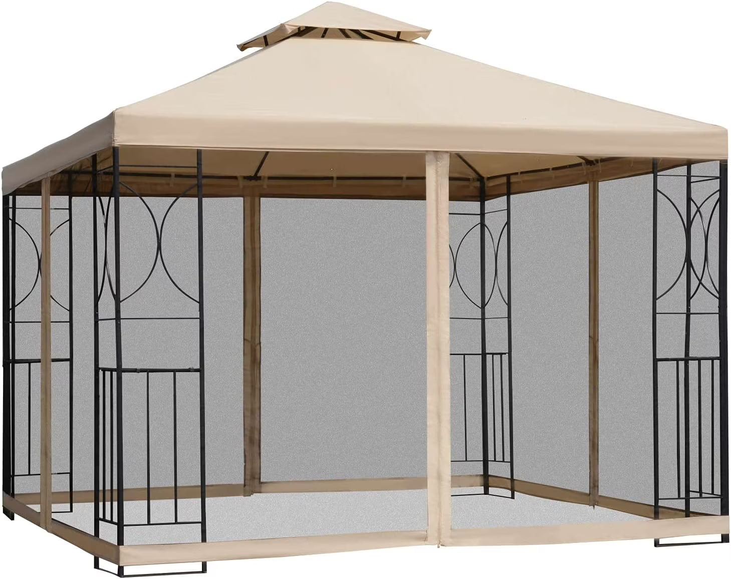 10' x 10' Gazebo with Corner Shelves, Netting, and Vented Roof J377