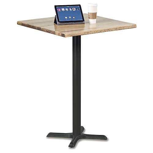 Solid Wood Top Bar Height Table Natural Distressed Finish Black Base G7414