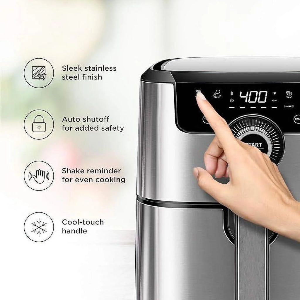 Open Box CHEFMAN Air Fryer 4.5 Qt Dual Control Temperature - SILVER H737042