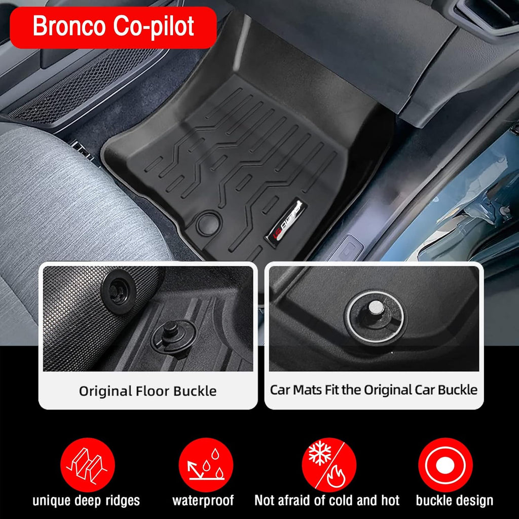 3D Design All Weather Floor Liners for 2021 2022 Ford Bronco Sport 4 Door Black C315