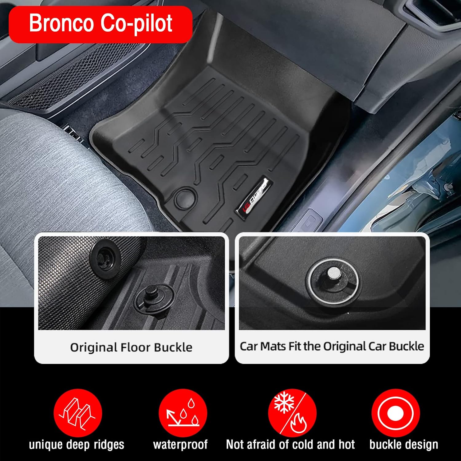 3D Design All Weather Floor Liners for 2021 2022 Ford Bronco Sport 4 Door Black C315