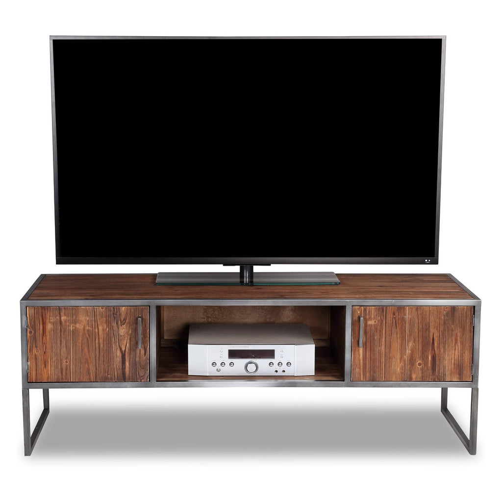 Natural Wood and Metal Media Console L604