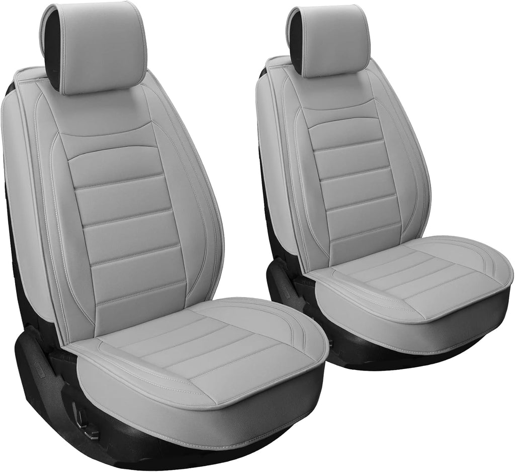 Black & Blue Leather Car Seat Covers 2Pcs Waterproof K641252
