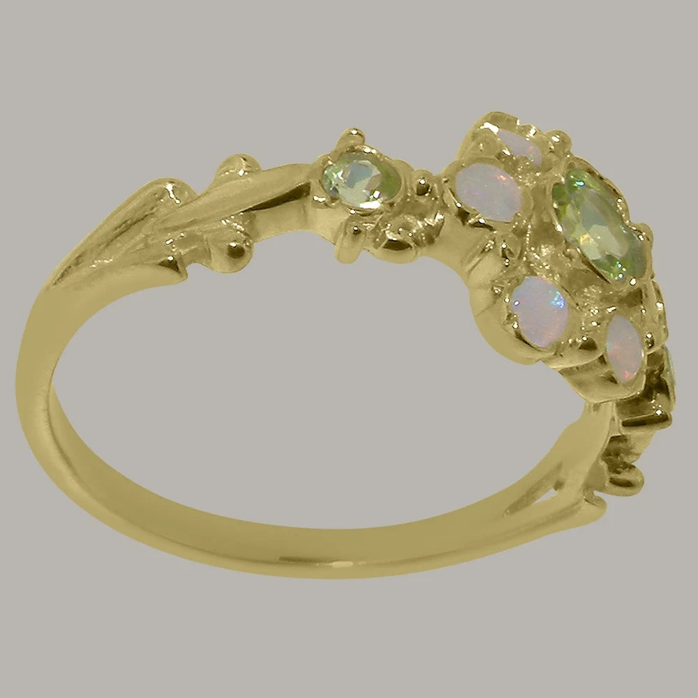18k Yellow Gold Ring with Natural Peridot & Opal Engagement Ring S502879
