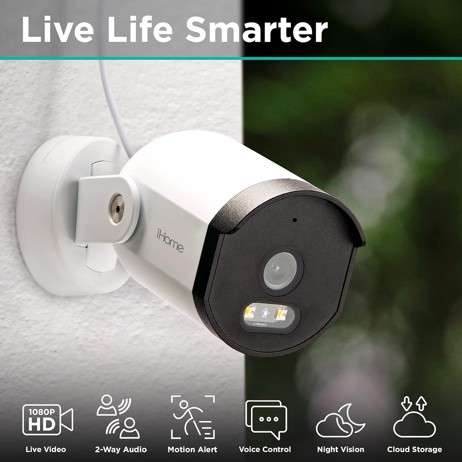 2 Pack 1080p HD IP65 Weatherproof Smart Outdoor Security Camera L43952