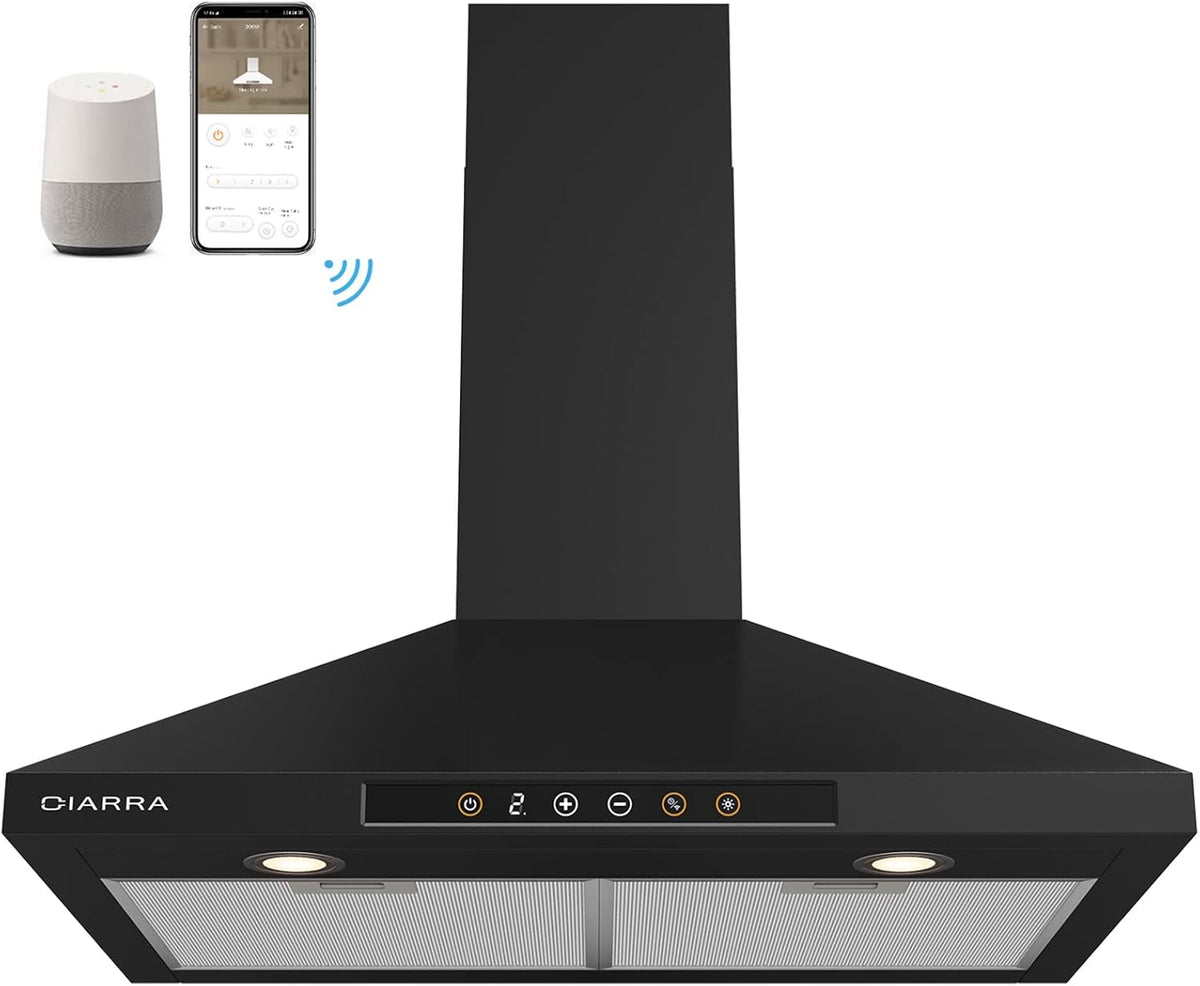 Black 30 inch 450 CFM Vent Hood with Push Button Control I55083