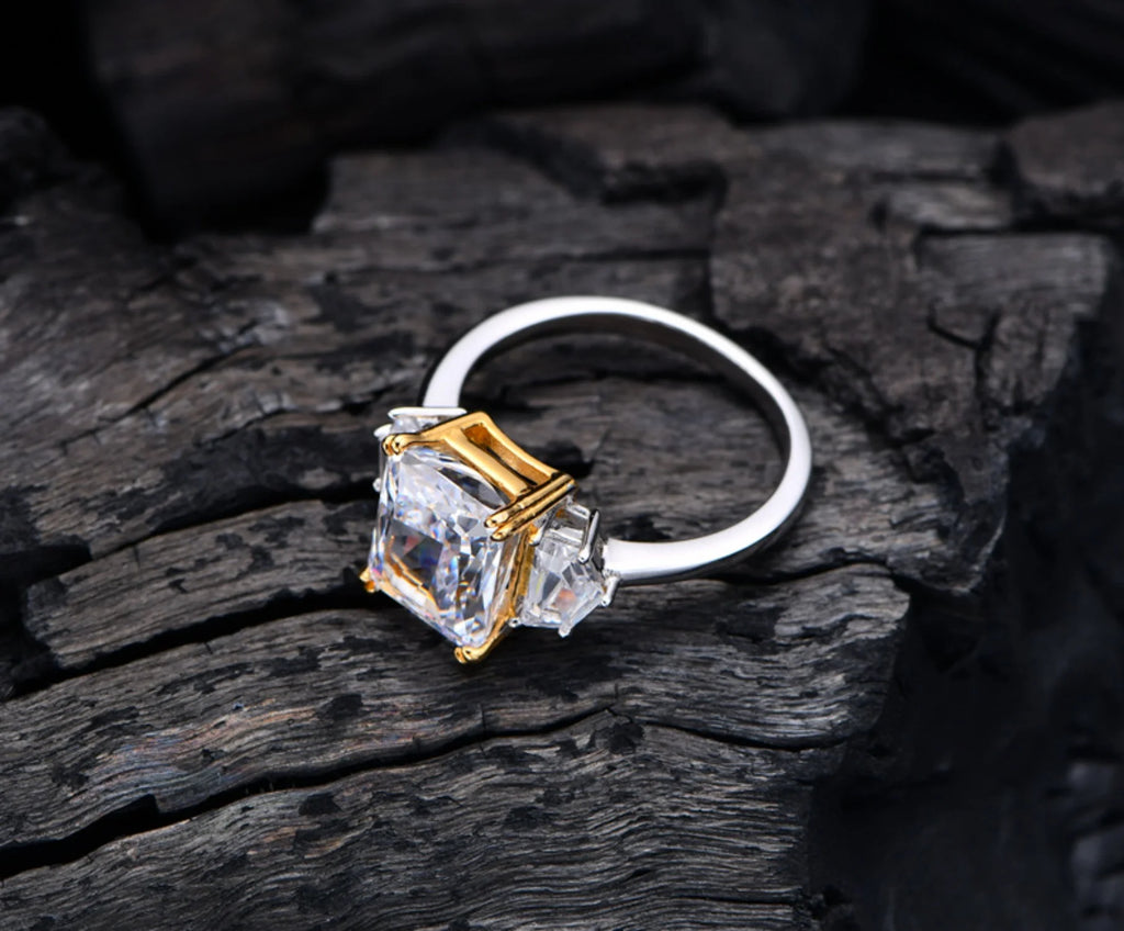 S925 Sterling Silver Radiant Cut Engagement Ring Z815