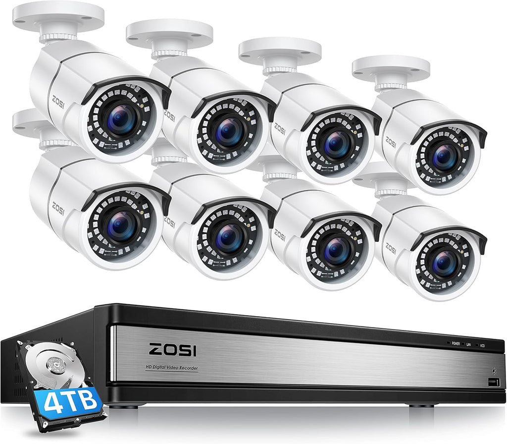 16 Channel 4in1 DVR Security Camera System with 4TB Hard Drive and 16 x 1080p CCTV Bullet Camera H838